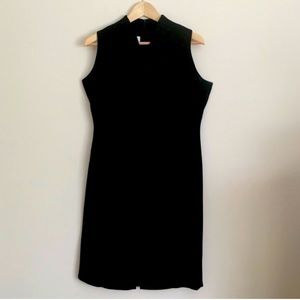 Jones New York Evening Dress, sheath black dress with sequin V Neck.